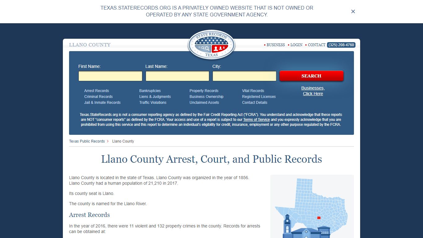 Llano County Arrest, Court, and Public Records