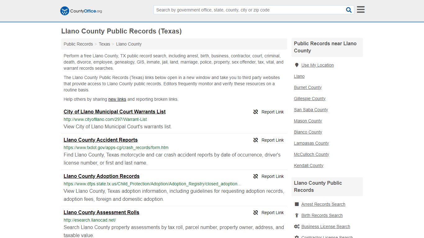 Public Records - Llano County, TX (Business, Criminal, GIS, Property ...