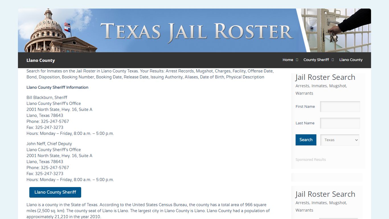 Llano County | Jail Roster Search